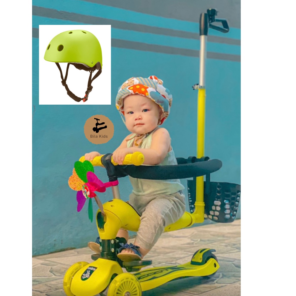Xe chòi chân Scooter cho bé Từ 1-8 Tuổi trượt,  scoot and ride, có tay đẩy và đai vòng bảo vệ BILA KIDS