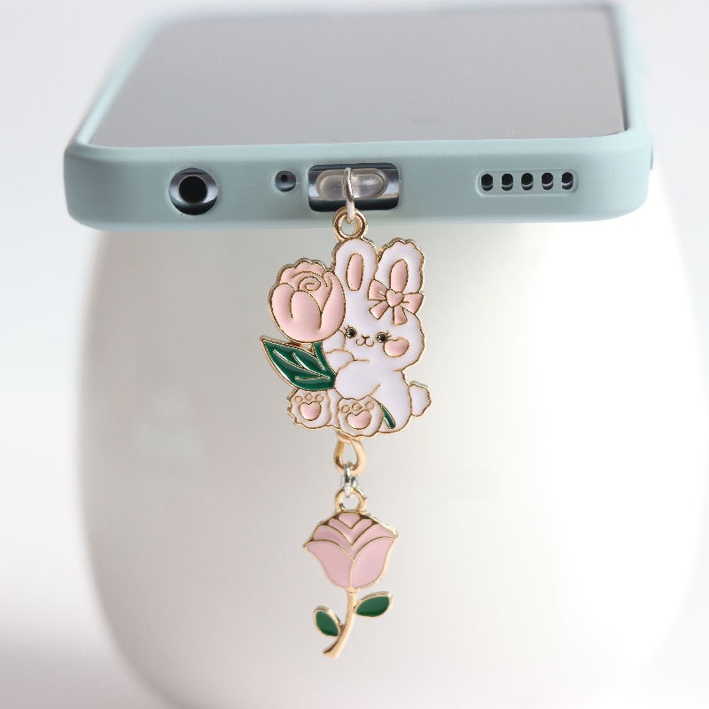 Nút Cắm Chống Bụi Cho Cổng Sạc Điện Thoại Di Động Hình Thỏ Hoạt Hình Dễ Thương