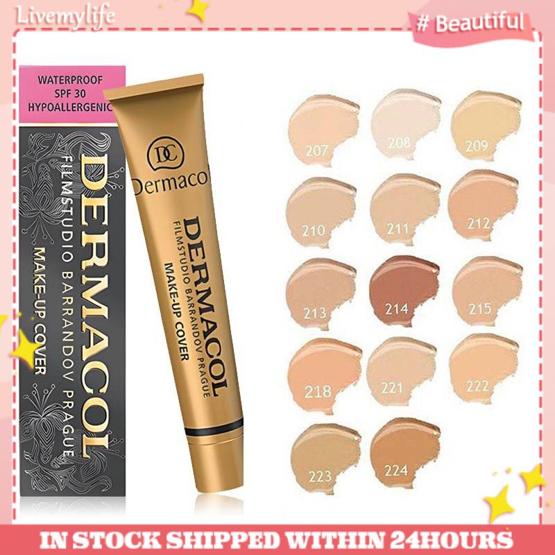 Kem Nền Che Khuyết Điểm DERMACOL Dạng Lỏng Che Phủ Hình Xăm / Sẹo / Mụn / Dưỡng Ẩm Làm