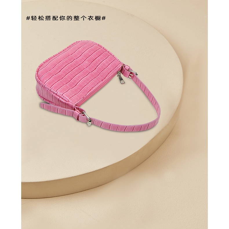 Túi xách đeo vai JASMIN NOIR vân da cá sấu phối dây xích thời trang dành cho nữ