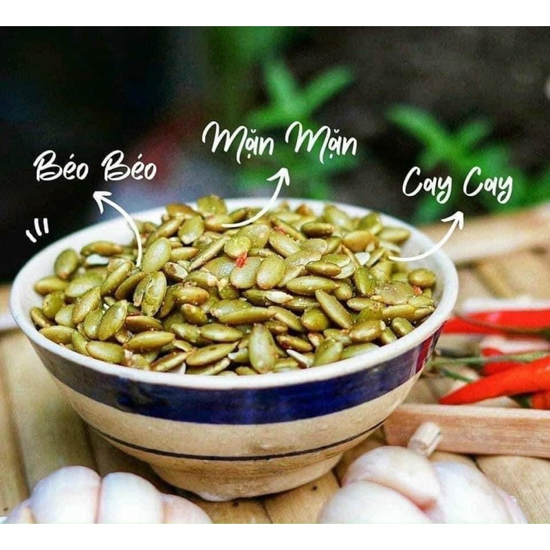 Hạt bí xanh rang tỏi ớt. 500gr