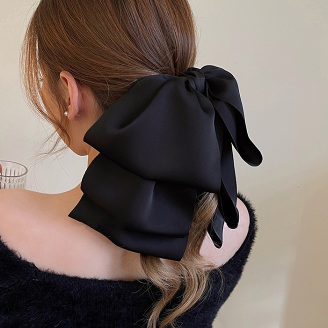 Kẹp Tóc Nơ Ruy Băng satin Cỡ Lớn Đơn Giản Nhẹ Nhàng Phong Cách Pháp
