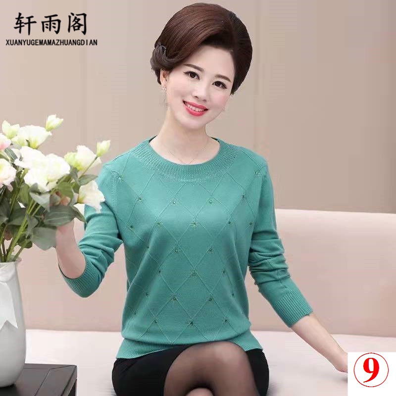 Áo Thun Dệt Kim Tay Dài Thời Trang Xuân Thu 2022 Cho Nữ Trung Niên 40-50 Tuổi