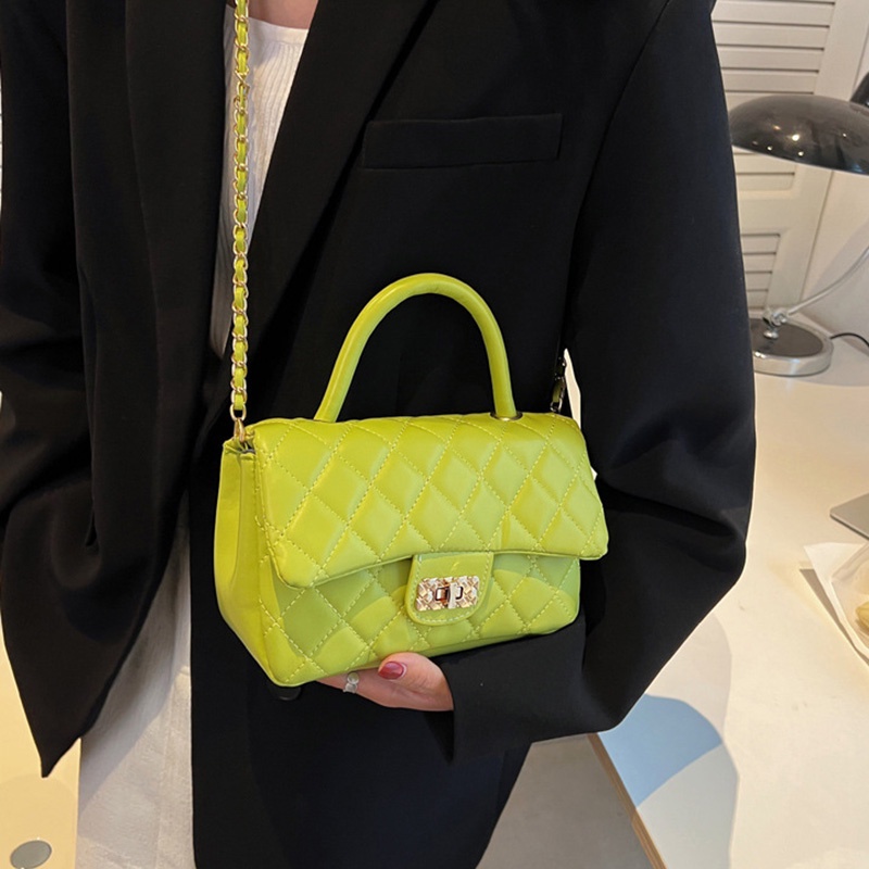 IELGY Túi Đeo Chéo Bằng Da Mềm Màu Đen Họa Tiết Hình Thoi Thời Trang Cho Nữ