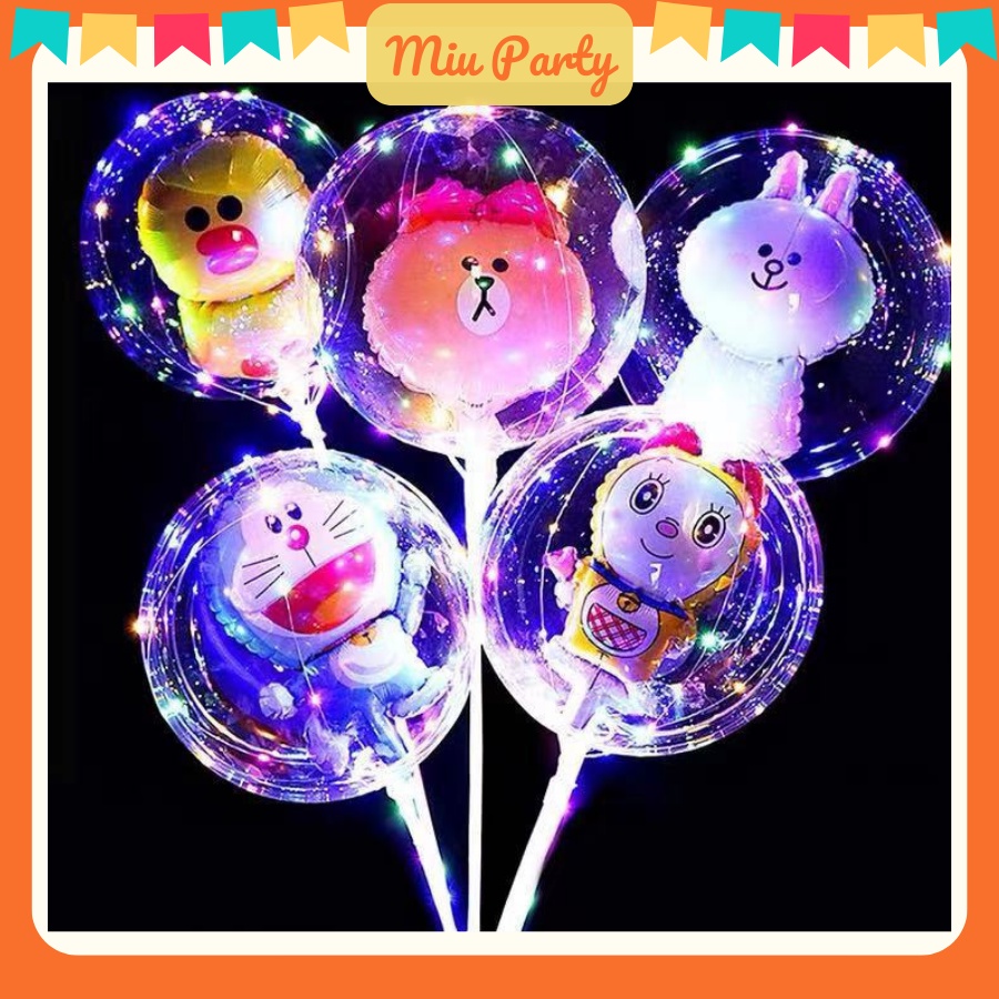 Set Bóng Bay Trong Suốt Có Đèn Led - Bóng Galaxy Tự Làm Để Trang Trí Vào Các Dịp Lễ, Sinh Nhật, Valentine 14/2, 8/3