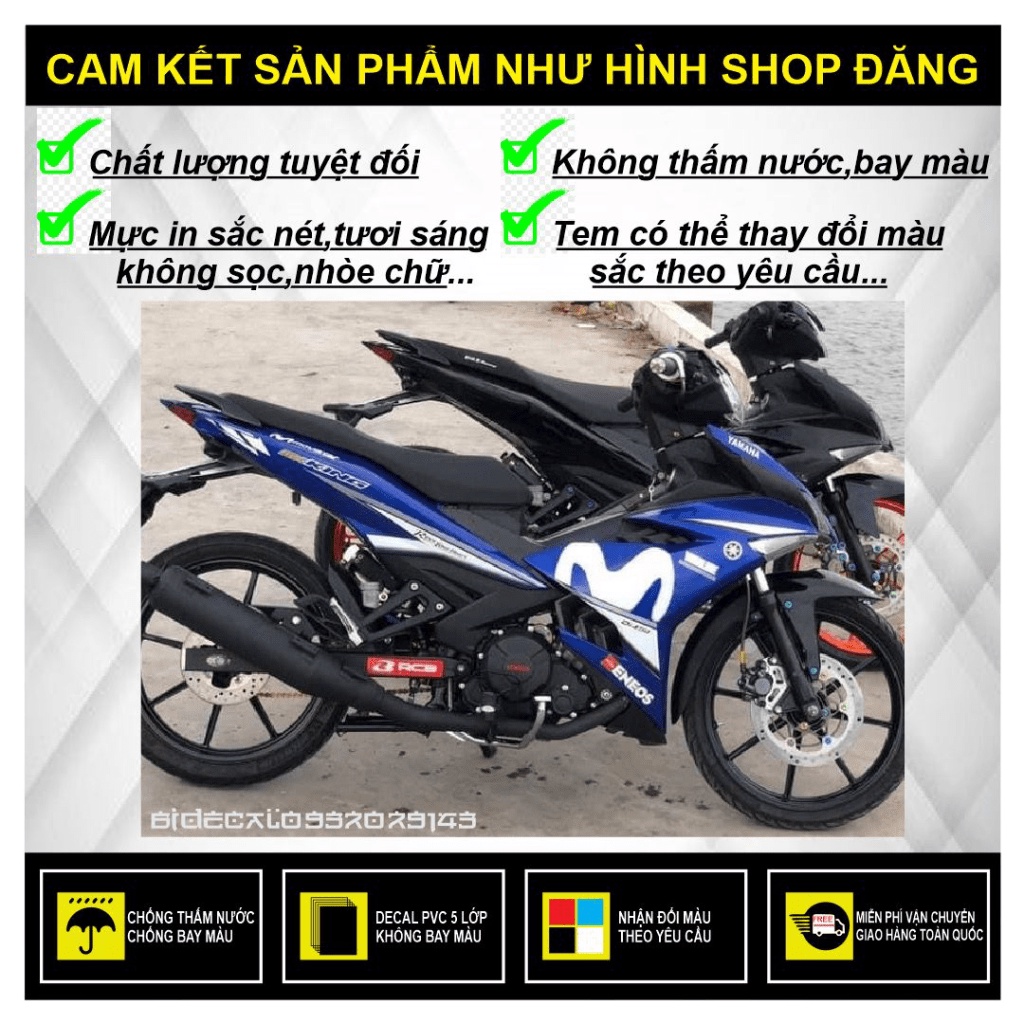 {TPHCM-FREE SHIP] TEM RỜI EXCITER 150 MOVISTAR DÁN XE XANH GP