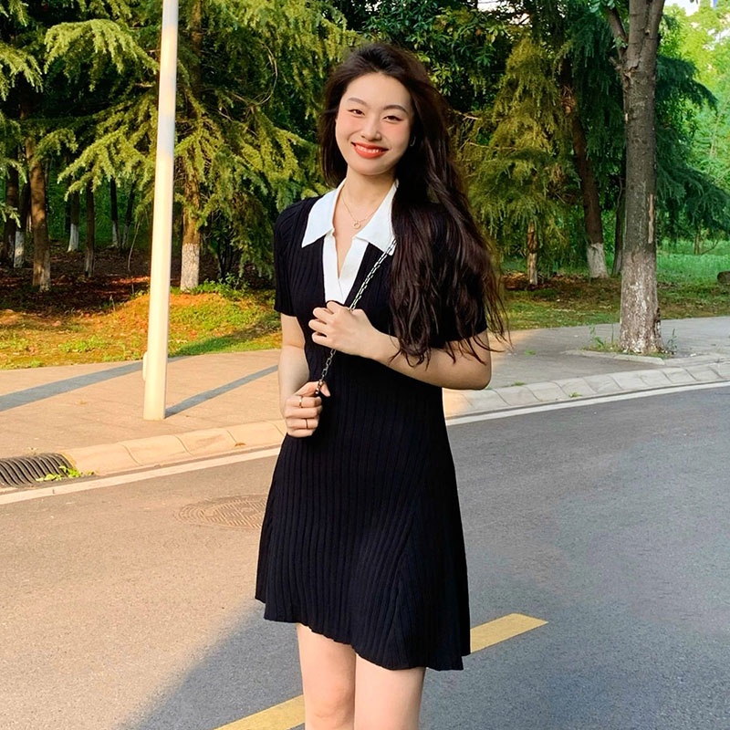 Đầm Midi Cổ polo Dáng Ôm Thời Trang Hàn Quốc Xinh Xắn Cho Nữ