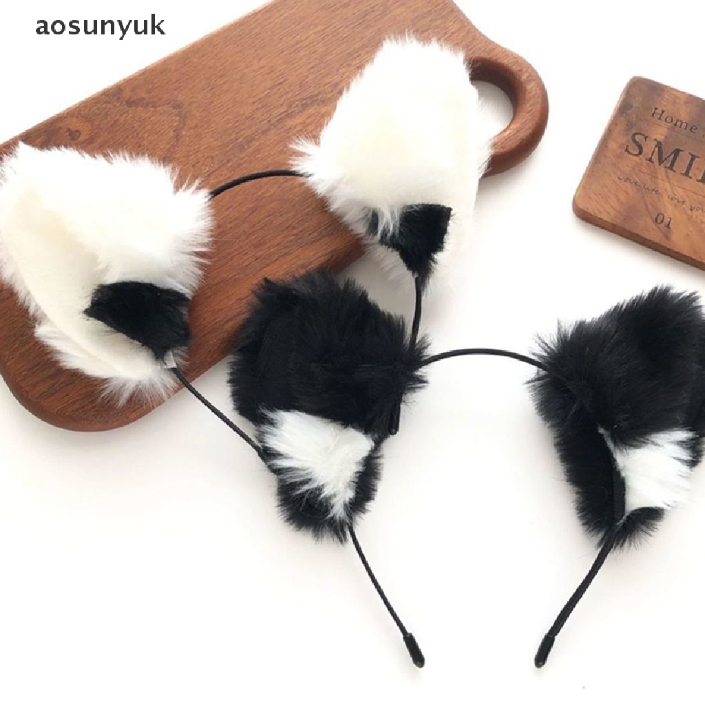 Aosunyuk Băng Đô Tai Mèo Lông Xù Hóa Trang Lolita Đáng Yêu Cho Nữ