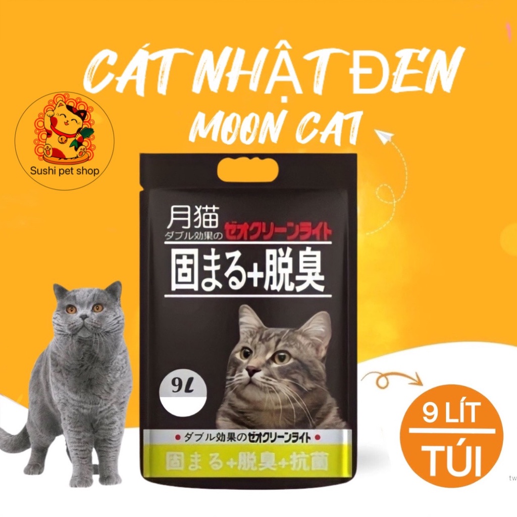 Cát Nhật Vệ Sinh Mèo 9L - Moon cat - siêu vón, ít bụi - Mùi Táo Chanh Cafe