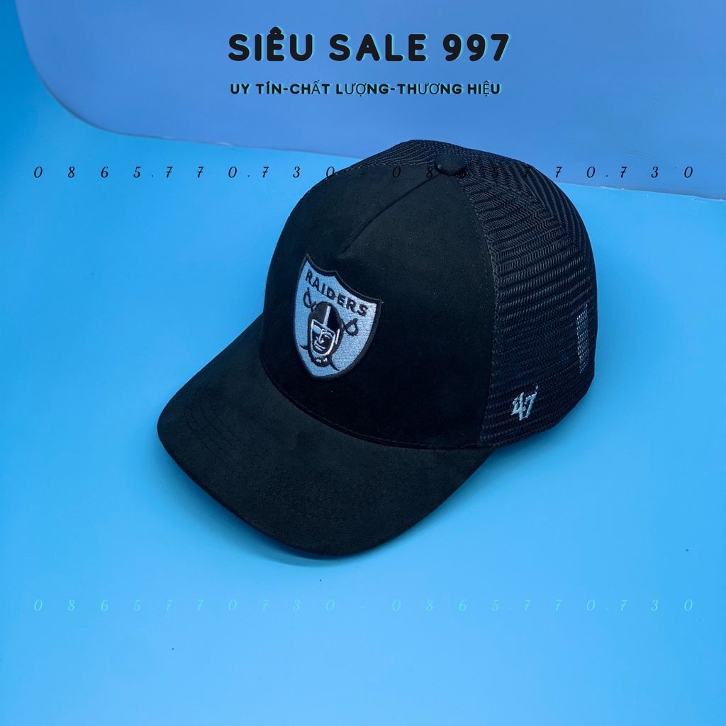 MŨ LƯỠI TRAI RAIDERS PHỐI LƯỚI CHẤT DA LỘN THÊU ĐẦU CƯỚP BIỂN CAO CẤP