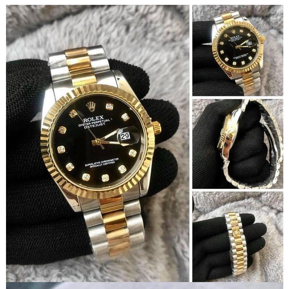 Siêu Phẩm  Đồng hồ nam Rolex - viền Băm mạnh mẽ nam mính dây kim loại chống nước