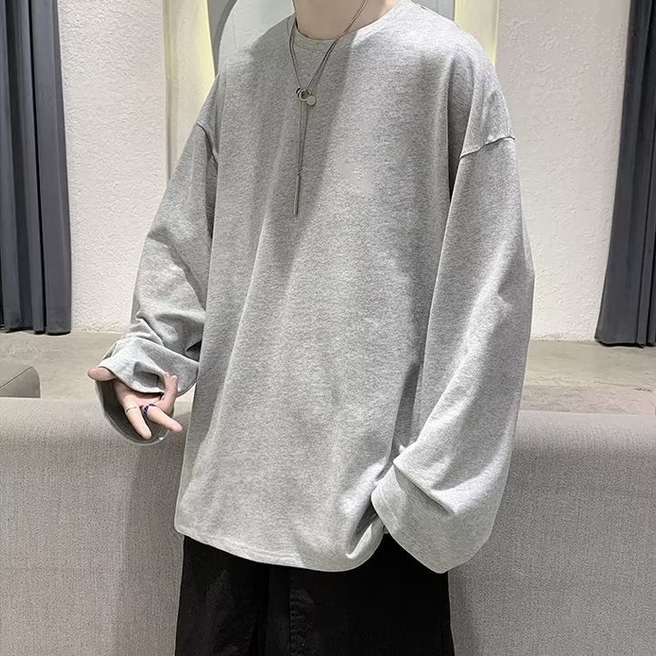 Áo Thun Tay Dài Dáng Rộng Mỏng Màu Sắc Đơn Giản Cỡ Lớn M-8XL Thời Trang Cho Nam