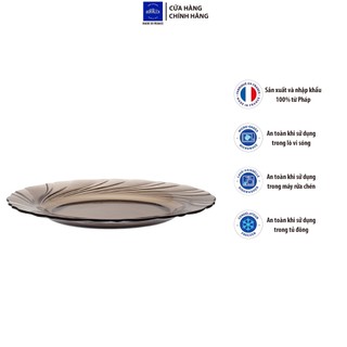 Bộ 2 dĩa D3003C Duralex - Beau Rivage 19,5 cm - Nâu Khói Creole Thủy tinh cường lực cao cấp Pháp [Chính Hãng]
