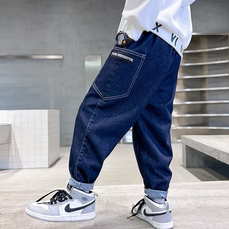Quần Jean Dài Dáng Rộng Thời Trang Xuân Thu 2022 Mới Phong Cách Phương Tây Cá Tính Cho Bé Trai