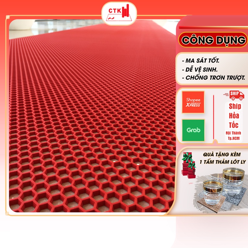 Thảm nhựa trải sàn, thảm nhựa chống trơn tổ ong dạng cuộn có lỗ thoát nước (120x 50cm), (90x50cm)