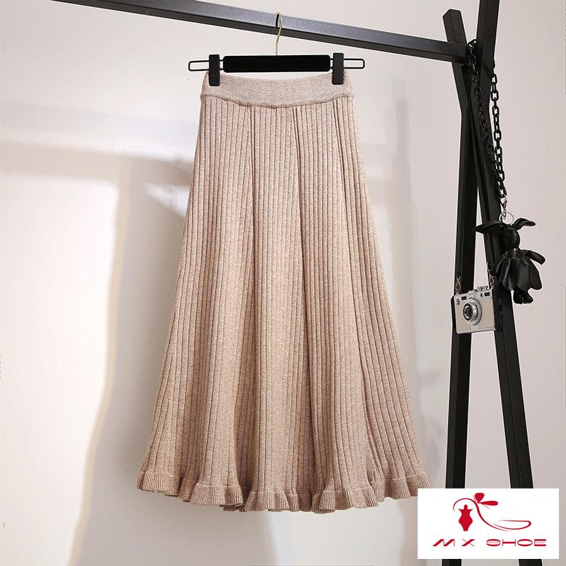 Chân Váy Len Dáng Chữ a Lưng Cao Phối Bèo Phong Cách Hàn Quốc Thời Trang Thu Đông 2022 Mới