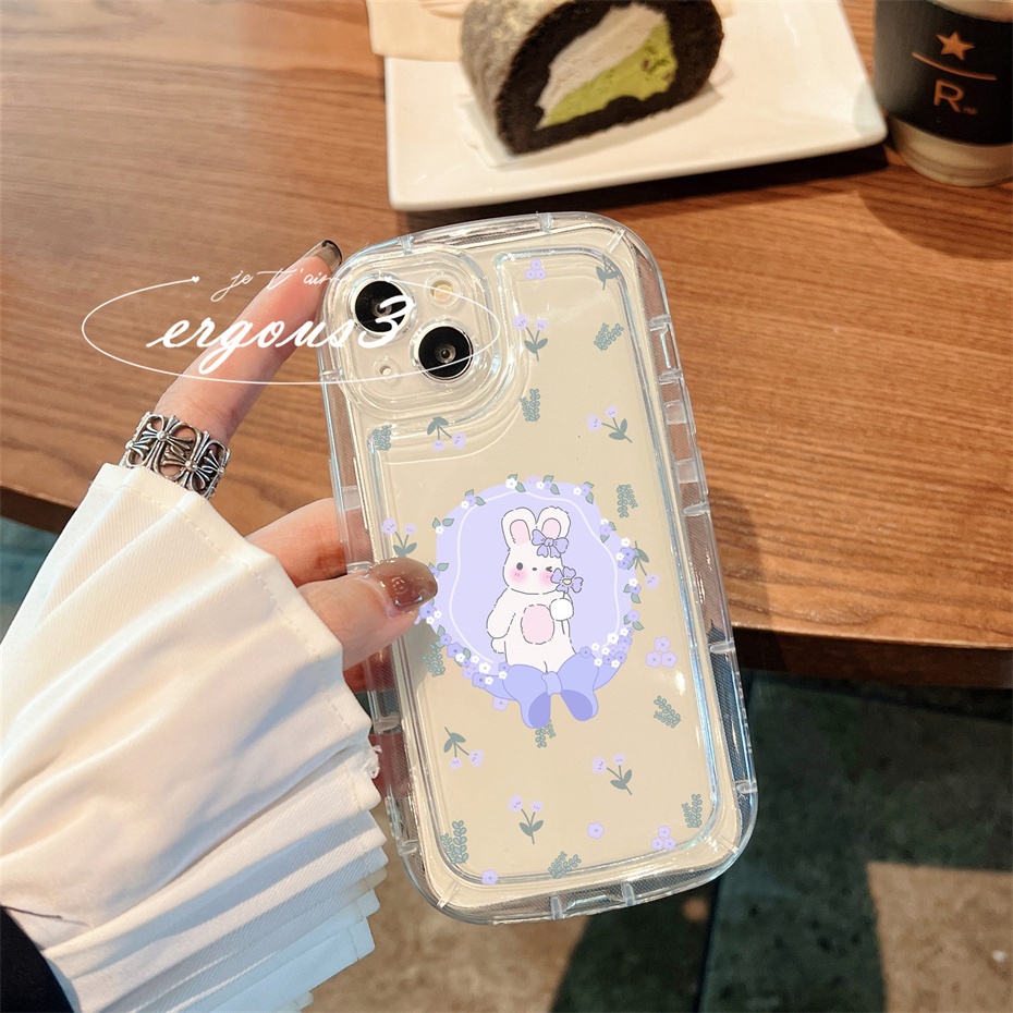 Ốp Điện Thoại TPU Mềm Đệm Khí Hình Thỏ Lavandula Cho iPhone 14 13 12 11 Pro Max SE2020 X XR Xs Max 7 8 Plus