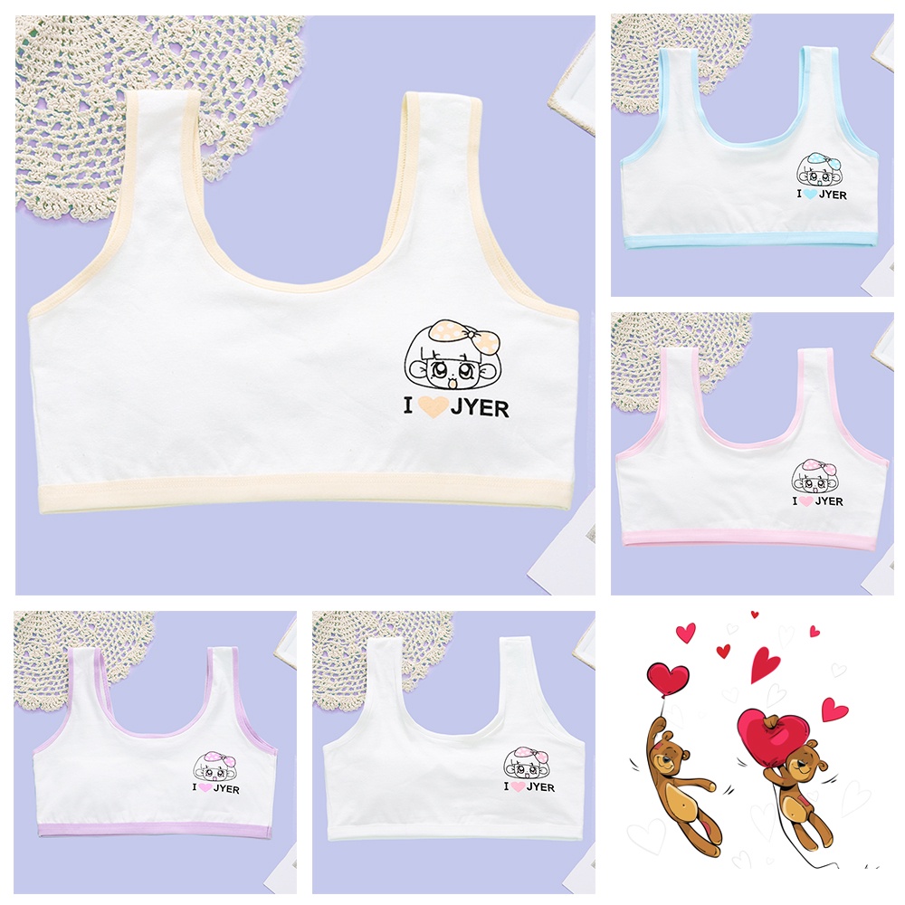ZiMO  NEW Floral Girl Cute Cotton Bra Teen Girl Bra Training Bra with Chest Pad Row Hook Underwear