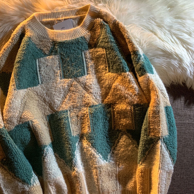 Áo Sweater Dệt Kim Dày Dáng Rộng Thời Trang Thu Đông Cho Các Cặp Đôi