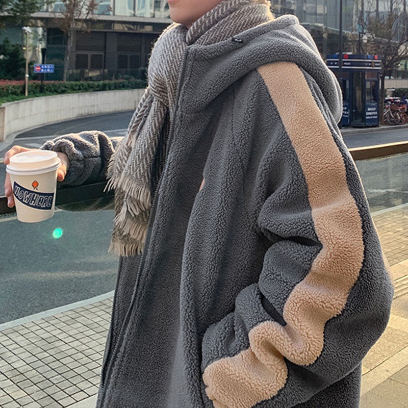 Áo Khoác cotton Len Lông Cừu Dày Dặn Phong Cách Thời Trang Hàn Quốc Cho Nam Giới