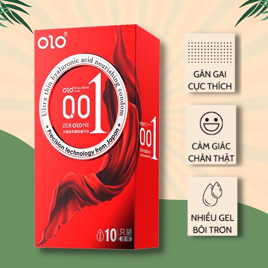 [COMBO] 3 hộp Bao cao su OLO 0.01mm Truyền nhiệt, Tăng cảm giác, Gân gai, Siêu mỏng Square Black - hộp 10 bao