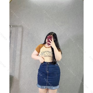 CHÂN VÁY JEAN ÔM CO GIÃN CHỮ [ TNT SHOP JEAN 60KG 90KG ]