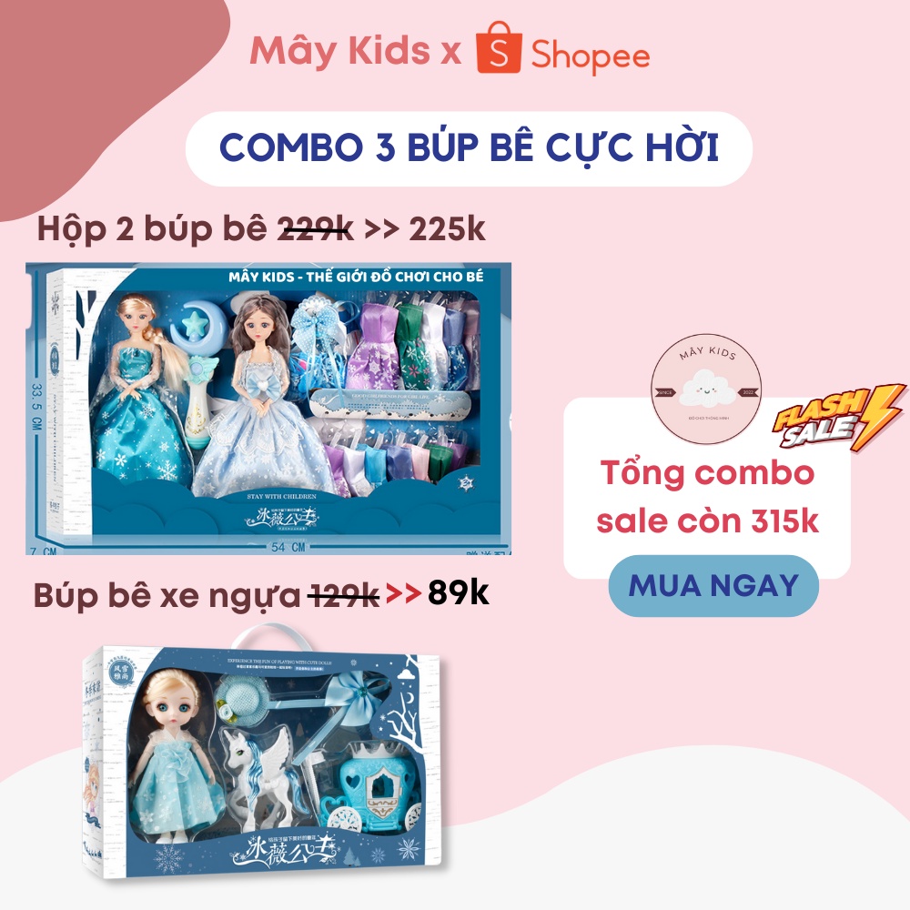 Đồ chơi bé gái búp bê barbi công chúa elsa hộp quà tặng cho bé - mây kids - ảnh sản phẩm 3