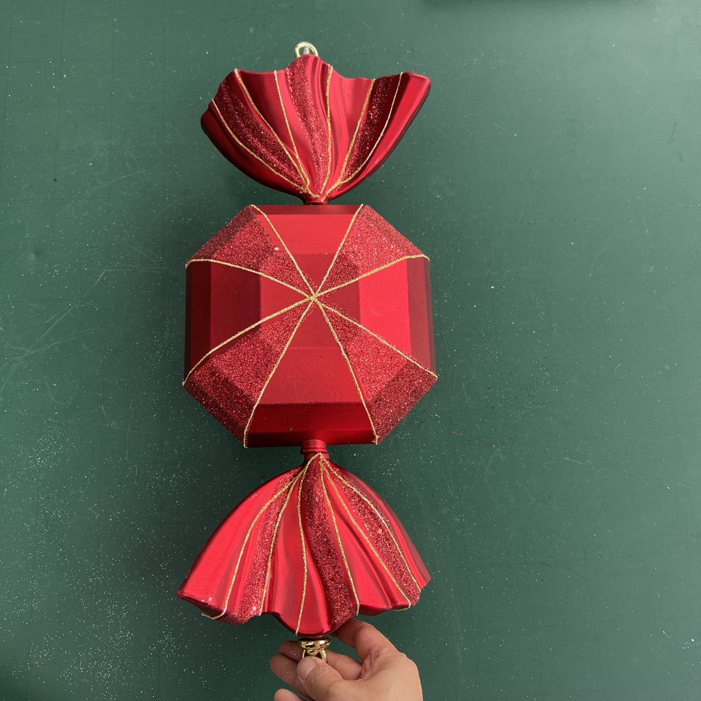 Quả châu kẹo vuông khổng lồ phủ nhũ lấp lánh treo trang trí decor giáng sinh Noel dài 50cm rộng 20cm