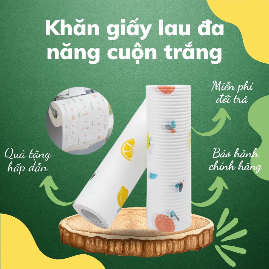 Khăn giấy lau đa năng lau bếp lau tay cuộn trắng có thể giặt được và tái sử dụng cực sạch