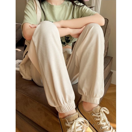 Quần Nhung Tăm Nam Nữ Dây Rút Ống Bo Gấu Unisex 5 mầu Zinti Shop QD31