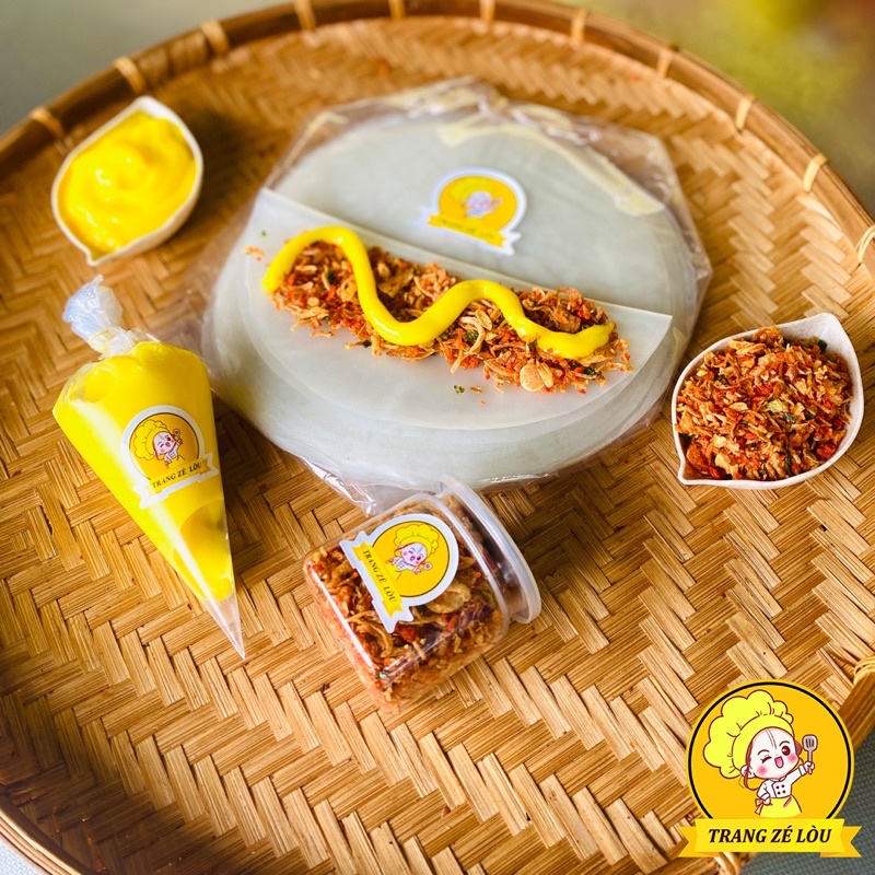 Combo Bánh Tráng Phơi Sương 100g 🧈 100g Bơ Trứng, 120ml Muối Tôm Hành Phi 🧈 Ăn Vặt Trang Zé Lòu
