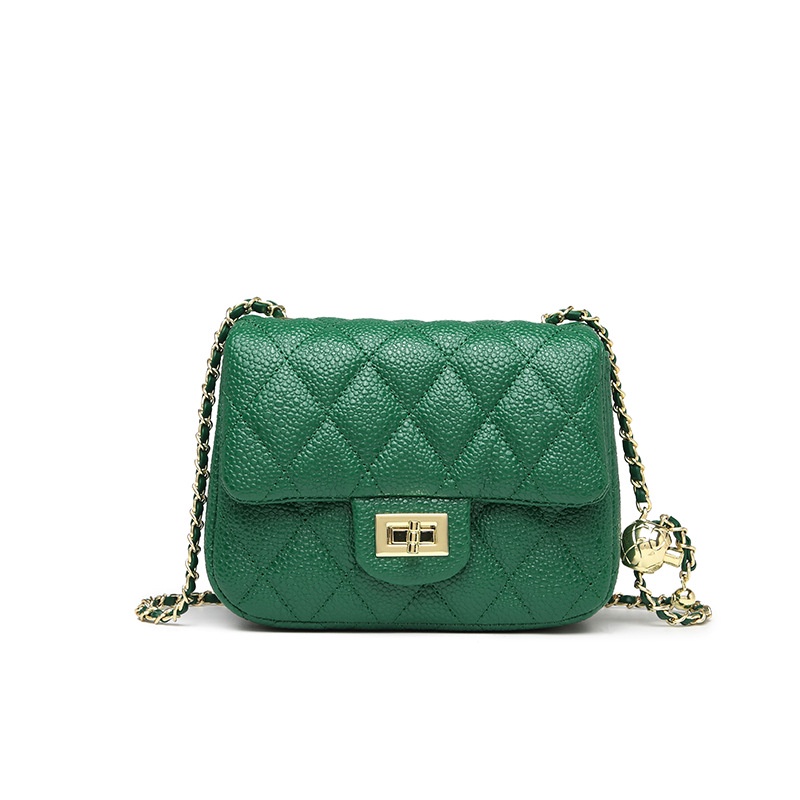 Túi Đeo Chéo Dây Xích Hình Thoi Nhỏ Màu Vàng Cho Nữ