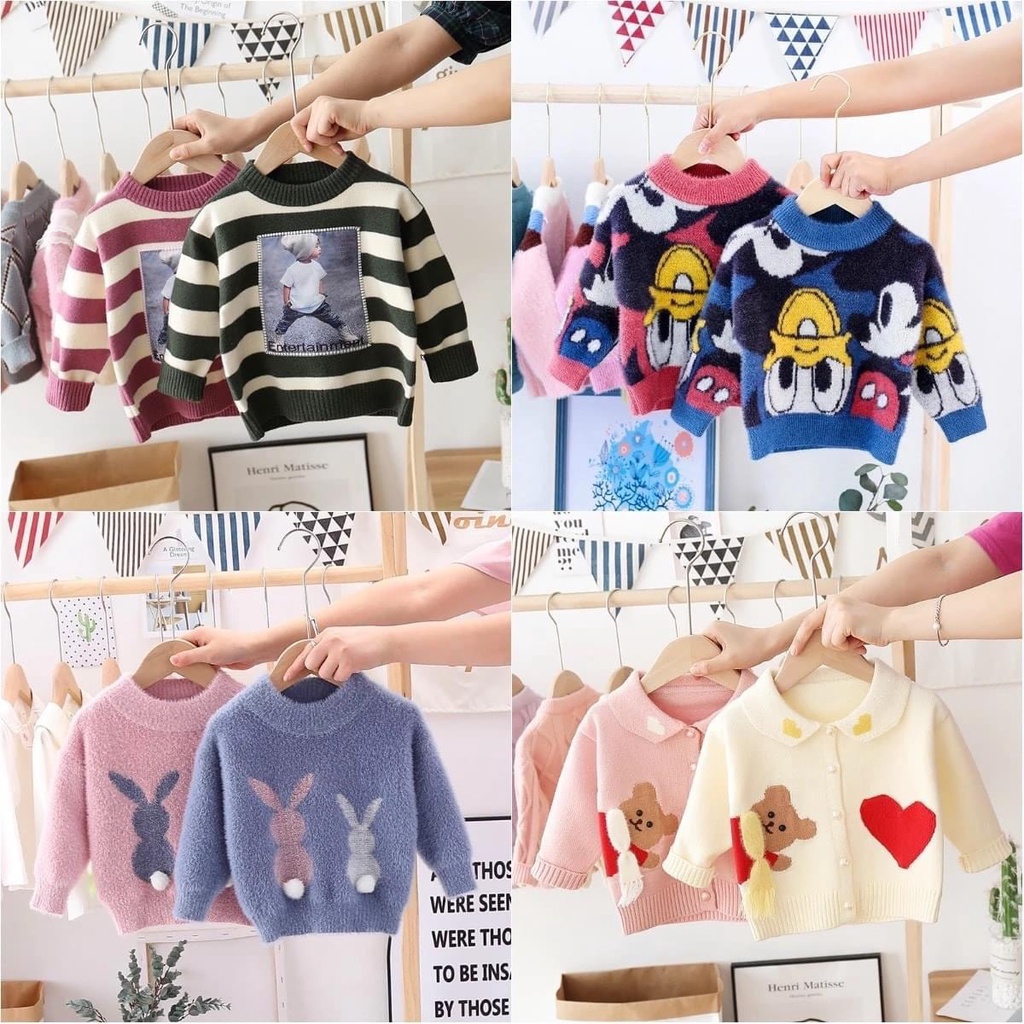Áo len trẻ em bé trai, bé gái hàng quảng châu cao cấp tuyển chọn đủ size 8kg- 45kg