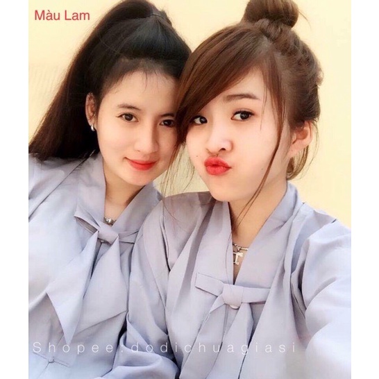 Đồ Lam Đi Chùa Mâu La Hán Nơ Dành Cho Nữ Kiểu Truyền Thồng