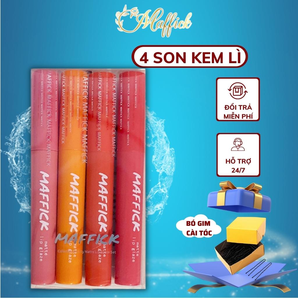 Bộ 4 cây son kem lì Maffick MF201 đồ trang điểm nội địa trung lâu trôi màu giá rẻ
