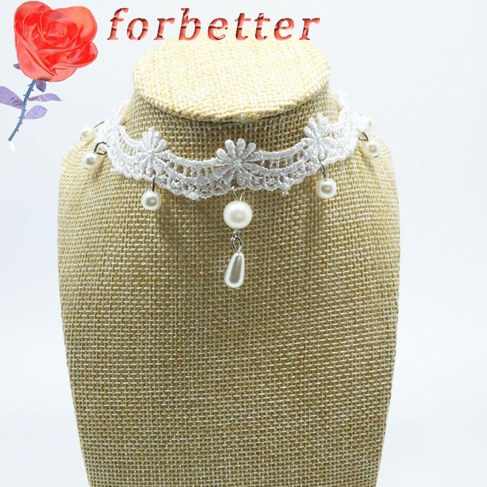 Vòng Cổ Choker Ren Đính Hạt Giả Ngọc Trai Trắng Phong Cách Gothic