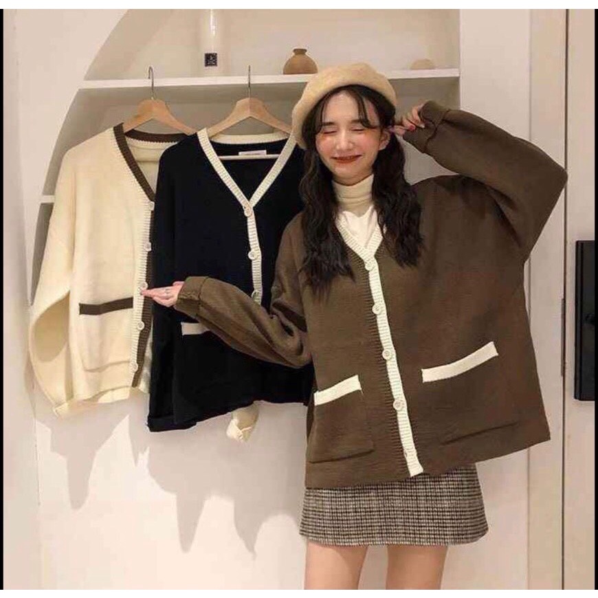Đồ Nữ, Áo Len Cardigan Viền Túi, Freesize Dưới 70kg, Len Hàn Mịn Đẹp