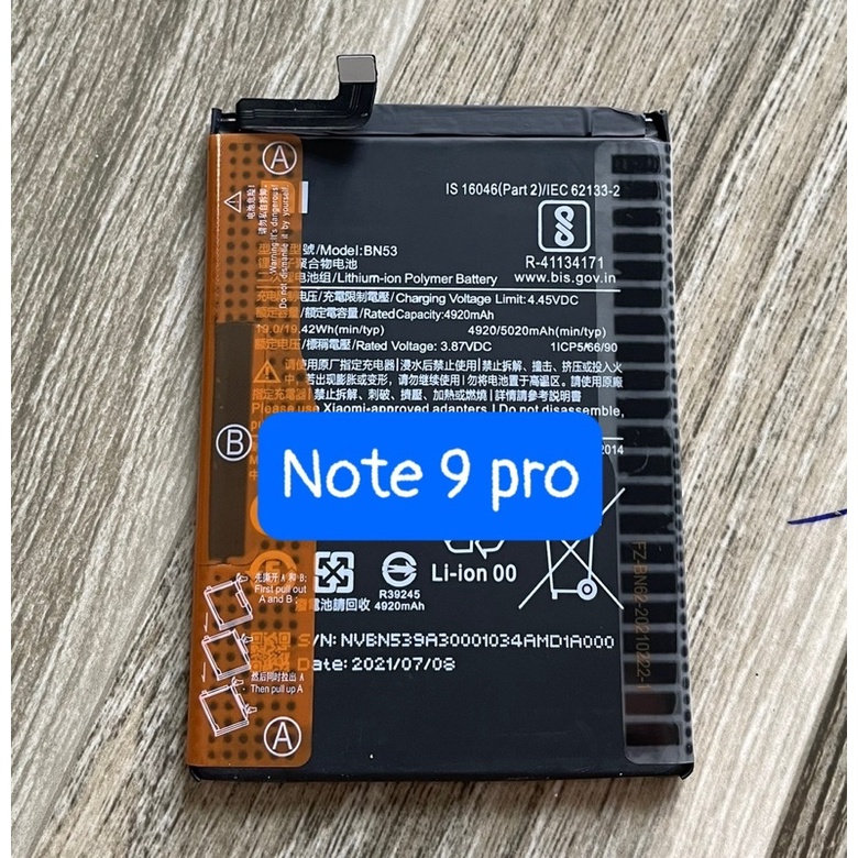 pin xiaomi BN53 / Redmi note 9 pro / pin zin chính hãng 5020mAh
