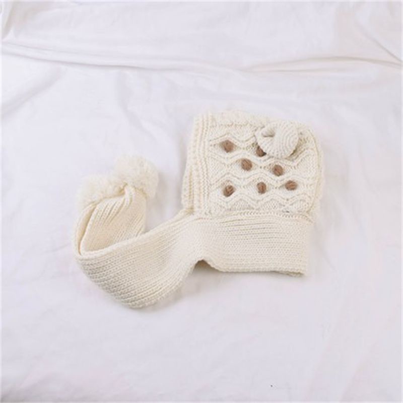 Mũ Len Kèm Khăn Choàng Một Mảnh Giữ Ấm Tai Phong Cách Hàn Quốc Cho Bé Gái