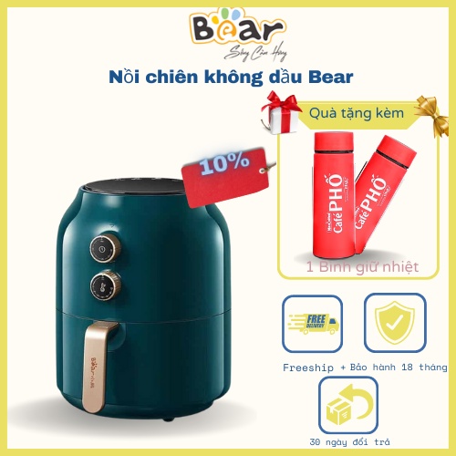 Nồi Chiên Không Dầu Bear Công Nghệ Nhiệt Đối Lưu 360 Độ Chiên K Dầu, Nhựa Cao Cấp - VS 8083A [Tặng 1 hộp ]