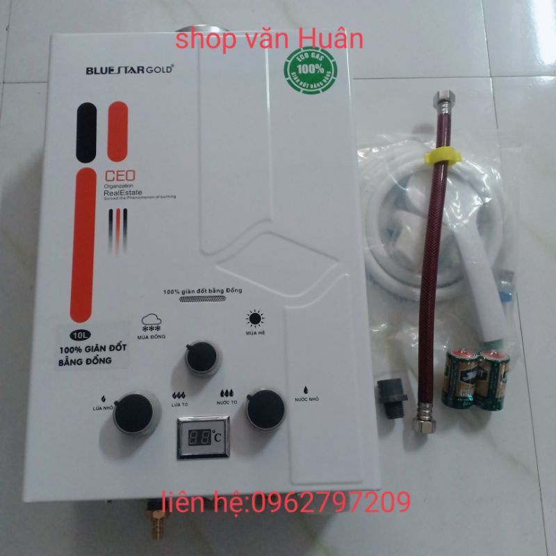 Combo một bình tắm nóng pansy +4m dây gas +1 T đồng +van gas +1 đôi bin