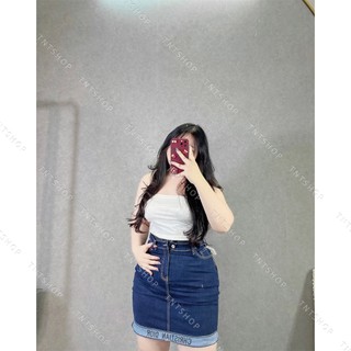 CHÂN VÁY JEAN ÔM CO GIÃN CHỮ [ TNT SHOP JEAN 60KG 90KG ]