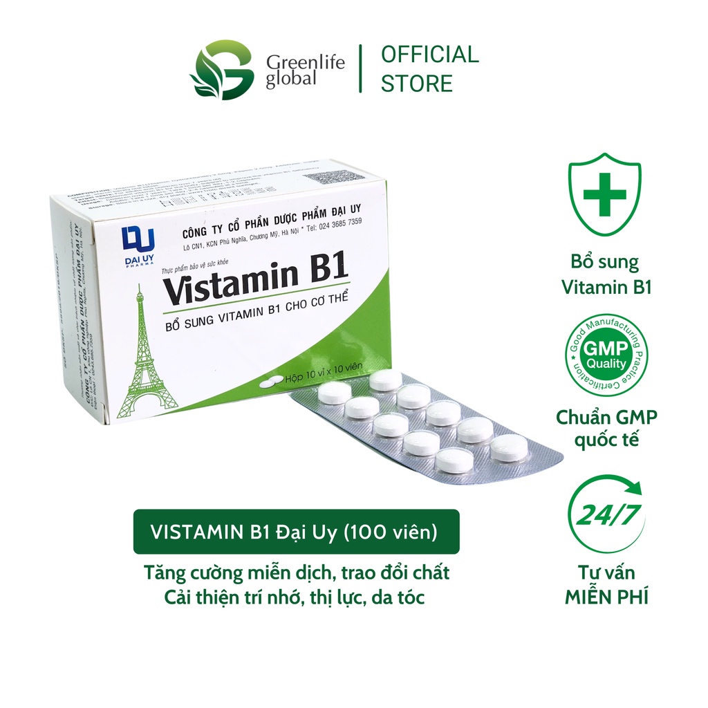 Vitamin b1 hộp - đại uy vỉ 100 viên - bổ sung vitamin b1 cho cơ thể - ảnh sản phẩm 1