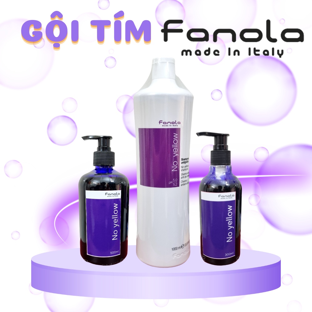 Dầu gội tím FANOLA NO YELLOW 1000ML ITALY - KHỬ ÁNH VÀNG giữ màu cho tóc nhuộm, tóc tẩy bền màu , 500ml,300ml