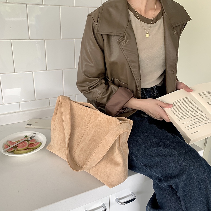 Túi Xách Da Lộn Cỡ Lớn Phong Cách retro Cho Nữ