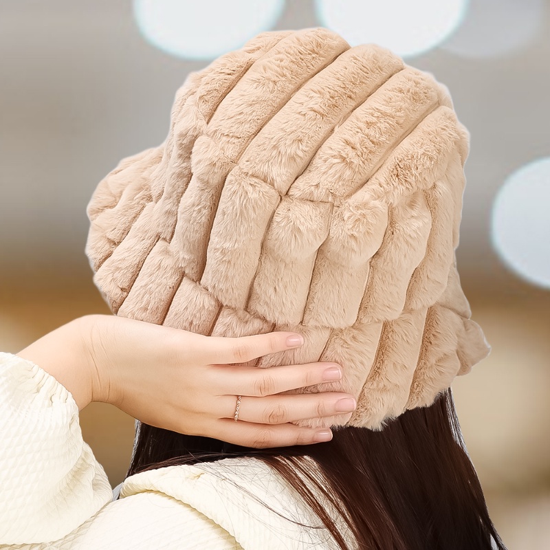 Mũ Bucket Chất Liệu Len Mềm Mại Dày Dặn Chống Gió Màu Trơn Thời Trang Mùa Đông Cho Nữ