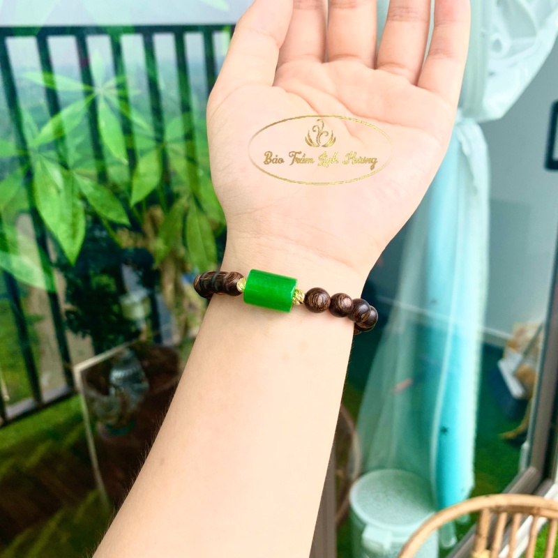 Vòng Trầm Hương Đeo Tay Mix Hạt Đá Phong Thủy Quảng Nam Cao Cấp - BẢO TRẦM LINH HƯƠNG Quà Tặng Nam Nữ - Sánh Chìm Tròn