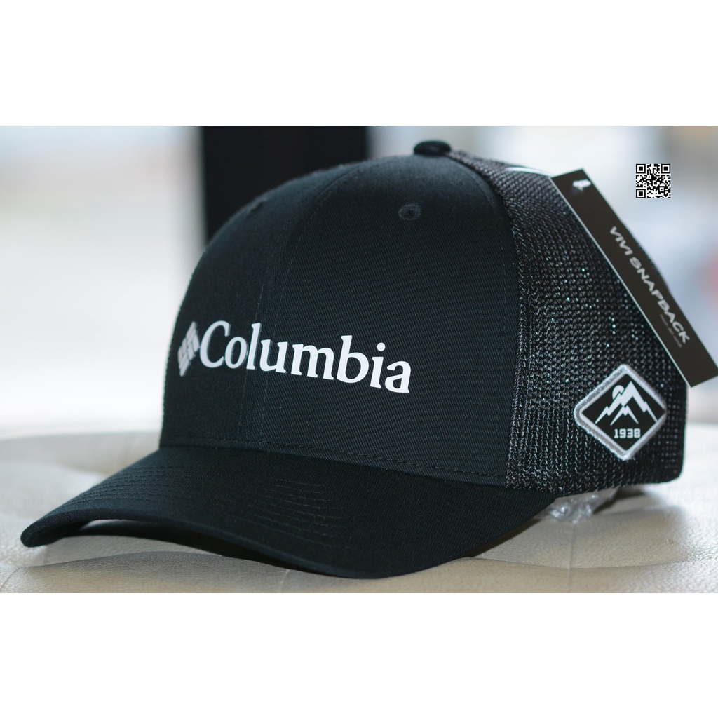 Nón Columbia thể thao thời trang lưới màu đen bít đuôi,mũ lưới chạy bộ đạp xe câu cá golf  Fitted Cap Black