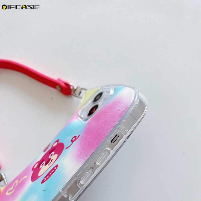Ốp Điện Thoại Dạng Túi Xách Hình Gấu 3D Có Dây Đeo Cho iPhone 14 Plus 14 13 12 11 Pro Max