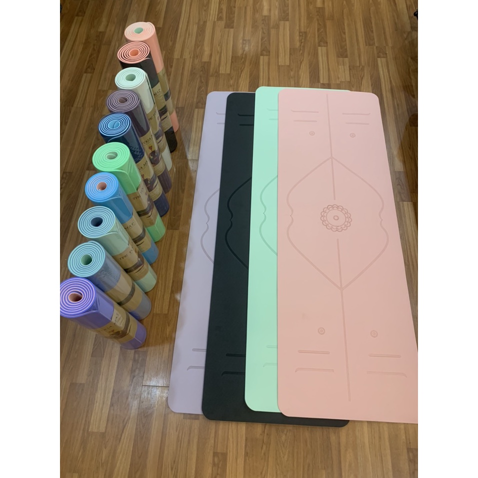 Thảm tập yoga định tuyến chống trượt 6mm ONFIT, tập thể dục tại nhà cao cấp TPE 2 lớp cao su non thiên nhiên